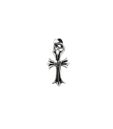 Silver Vine Heart Cross Pendant